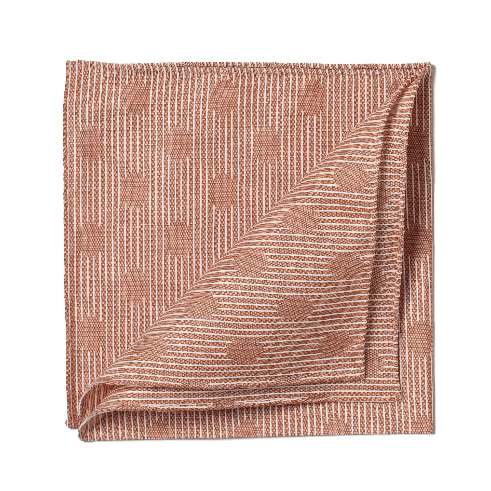 Light Brown Patterned Pocket Square "Les Pois" made of Cotton - hand-rolled